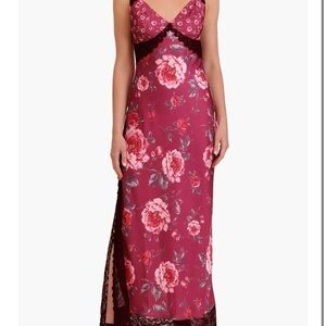 Nordstrom Floral Lace Chemise - Red and Pink